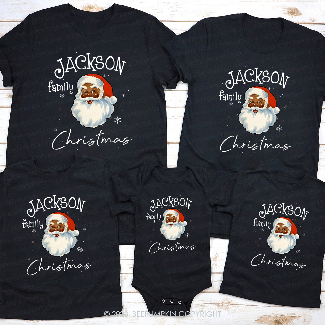 Custom Family Name Santa Holiday Tees Beepumpkin