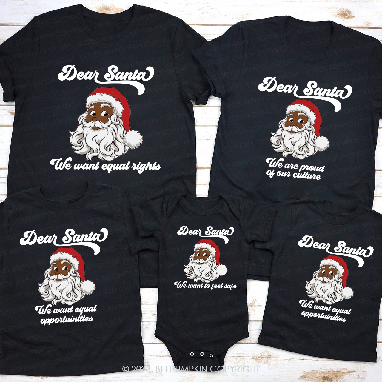 Personalized Dear Santa Black Family Christmas Shirts Beepumpkin