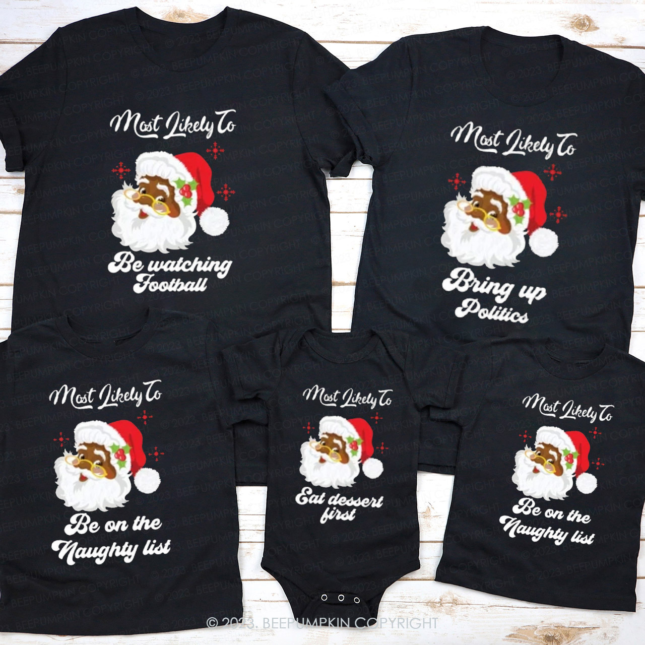 Personalized Cute Santa Family Christmas Shirts Beepumpkin