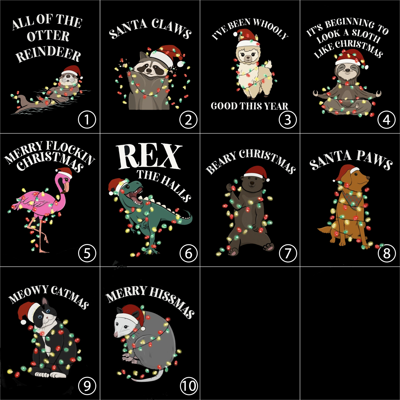 Personalization Christmas Sloth Raccoon Series Family Shirts Beepumpkin