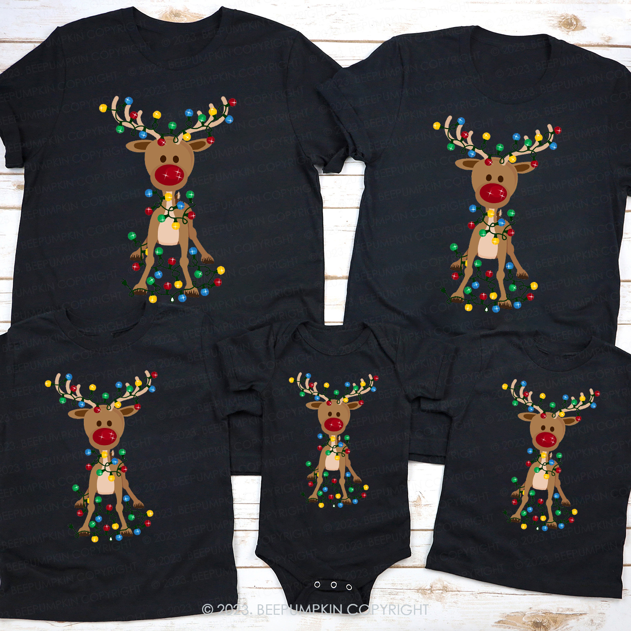 Chrismas Adorable Reindeer Classic Family Shirts Beepumpkin