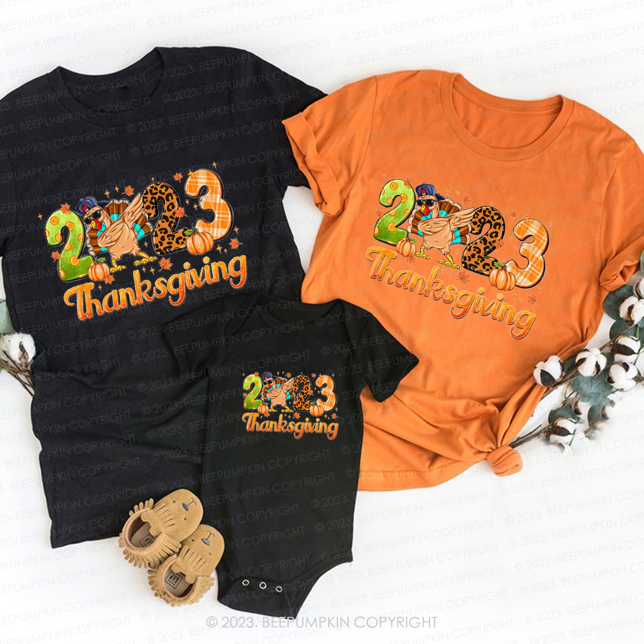 2023 Thanksgiving Turkey Loves Hiphop Family Shirts Beepumpkin