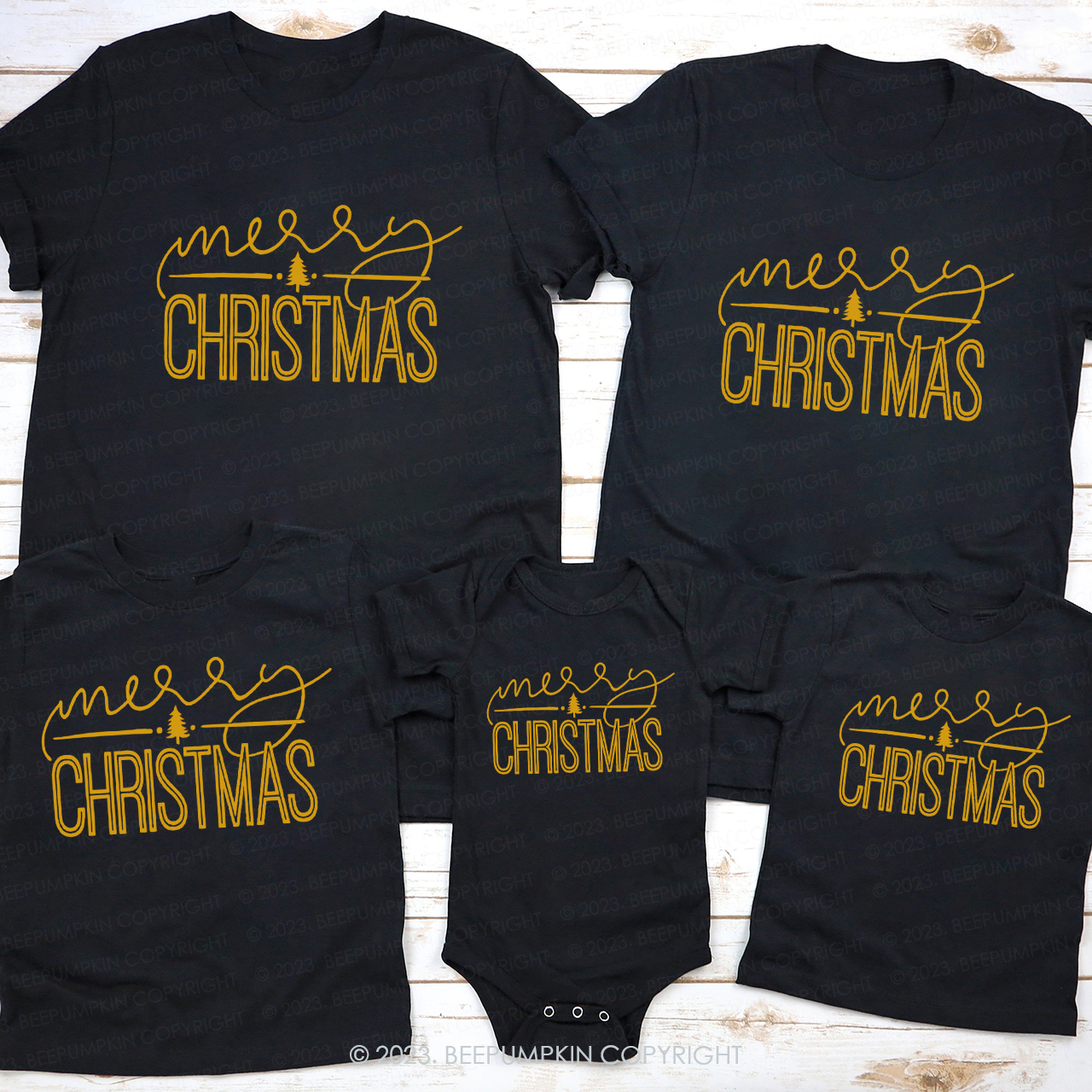 Christmas Simple Drawing T-Shirt For Family Beepumpkin