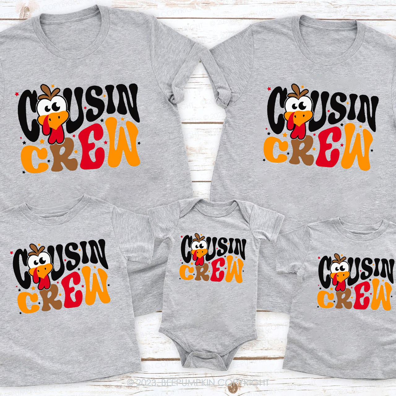 Cousin Crew Thanksgiving Matching Family Shirts Beepumpkin