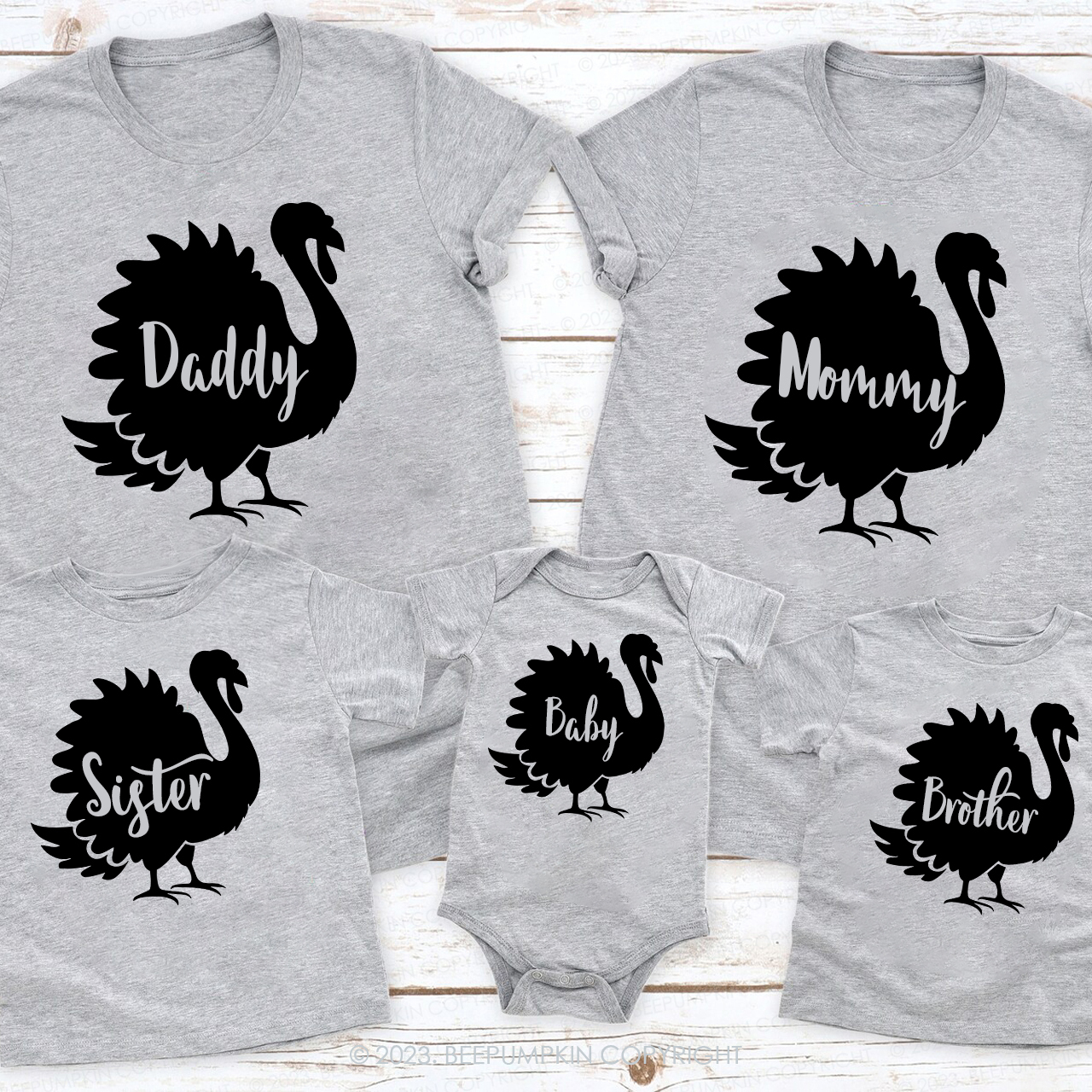 Personalized Thanksgiving Dancing Turkey Family T-shirts Beepumpkin