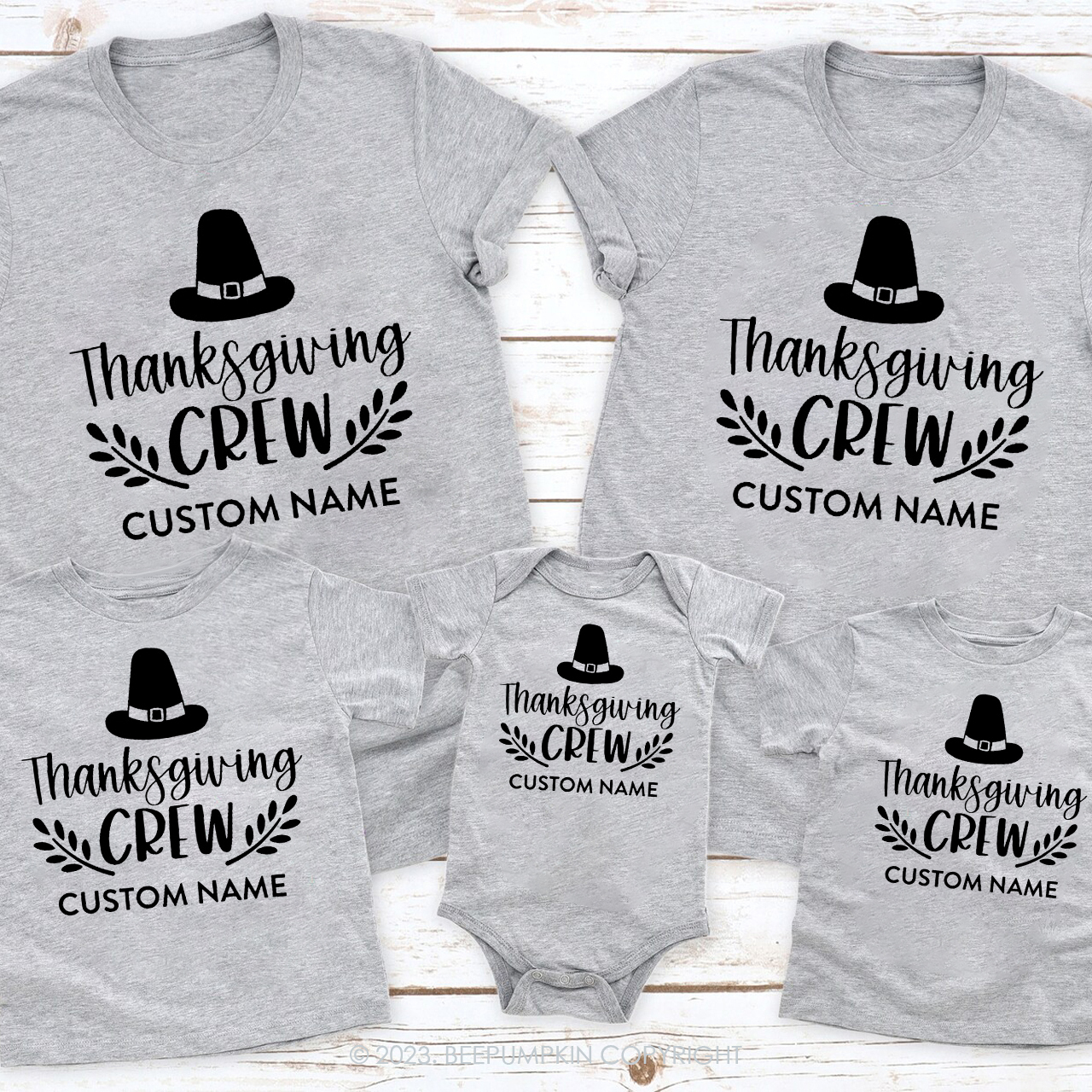 Personalized Thanksgiving Customized name Family T-shirts Beepumpkin
