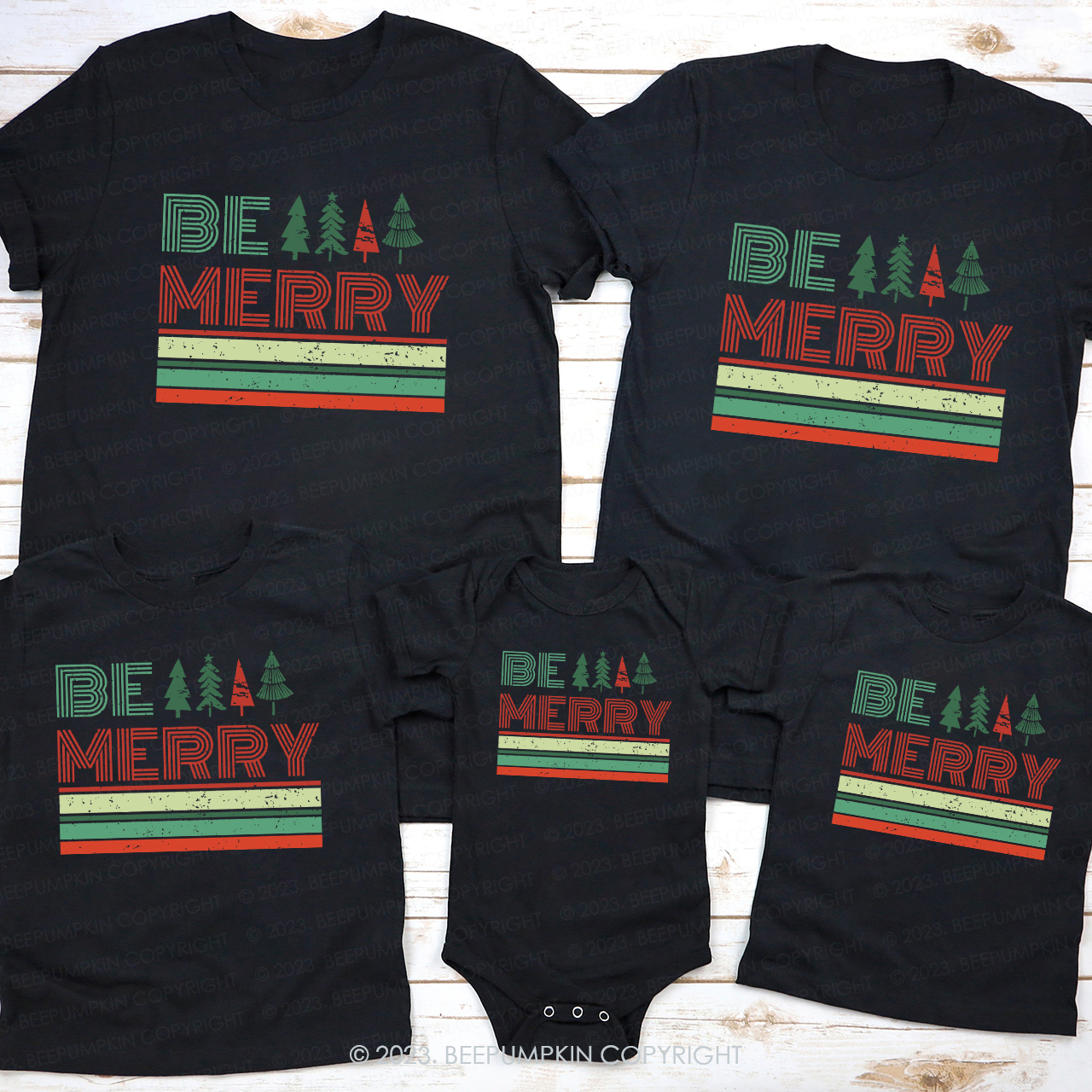 Vintage Be Merry Holiday Shirt For Family Beepumpkin