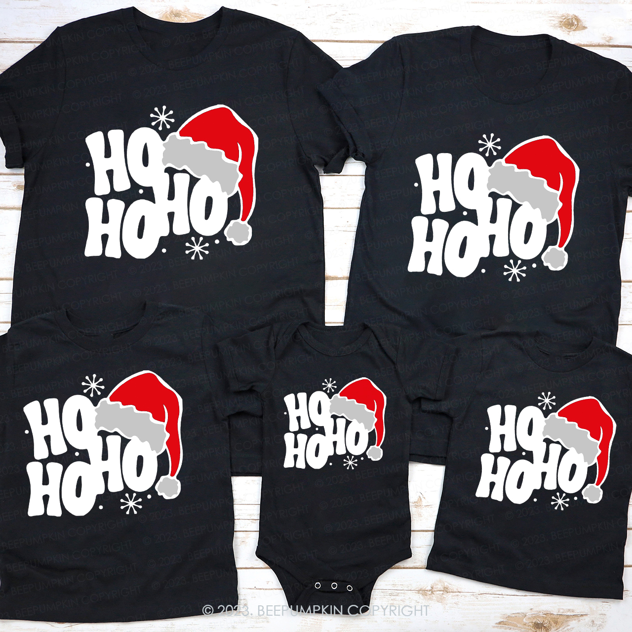 Retro Merry Christmas Ho Ho Ho Matching Tees For Family Beepumpkin
