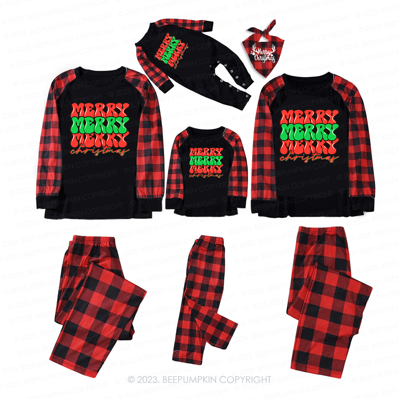 Merry Christmas Happy Christmas Matching Pajamas For Family Beepumpkin