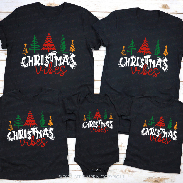 Christmas Vibes Forest Matching Tees For Family Beepumpkin