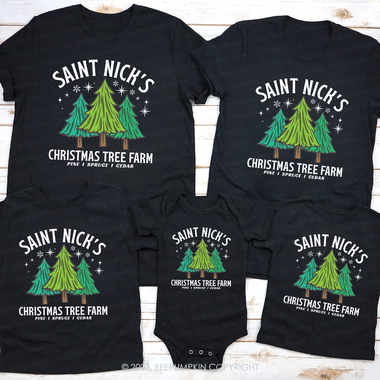 Saint Nick‘s Christmas Tree Farm Matching Tees For Family Beepumpkin