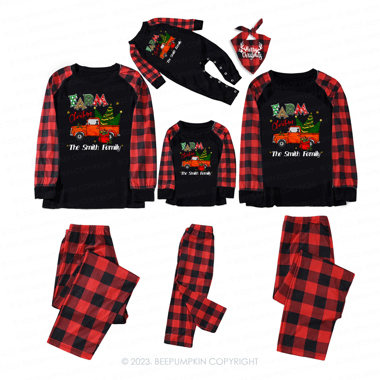 Personalized Farm Family Christmas Matching Pajamas For Family Beepumpkin