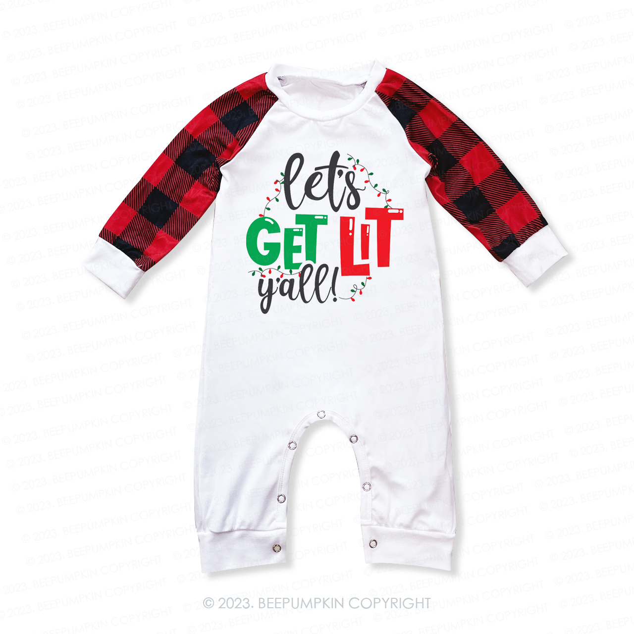Let's Get Lit Christmas Matching Pajamas For Family Beepumpkin