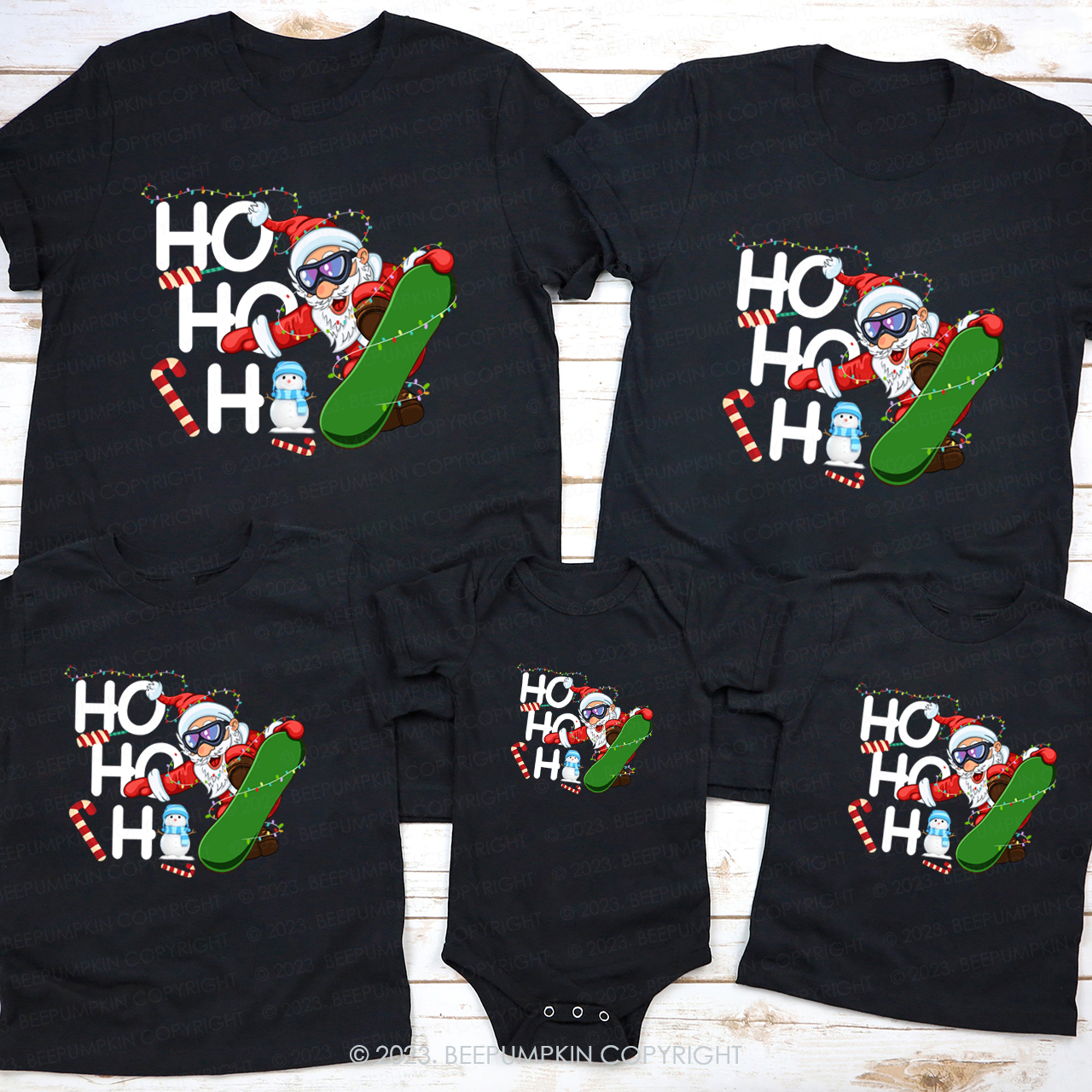 Hohoh Santa Claus Skiing Matching Tees For Family Beepumpkin