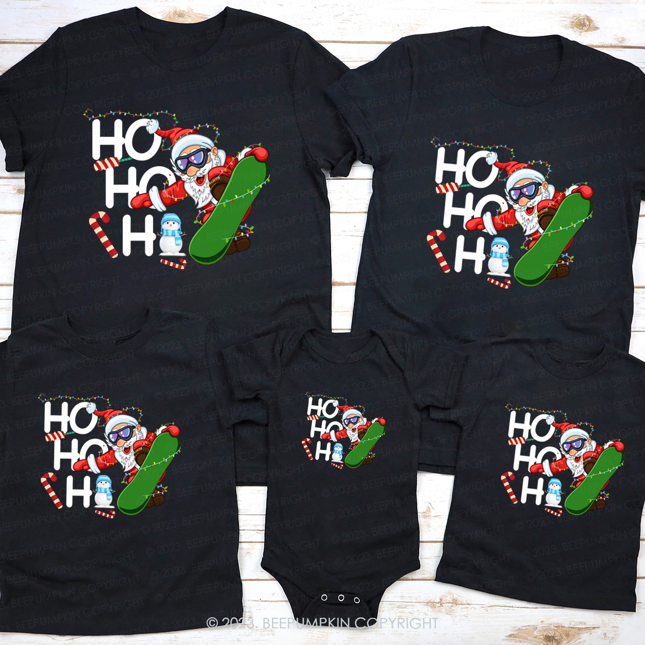 Hohoh Santa Claus Skiing Matching Tees For Family Beepumpkin