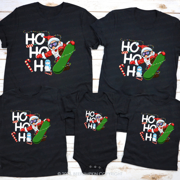 Hohoh Santa Claus Skiing Matching Tees For Family Beepumpkin