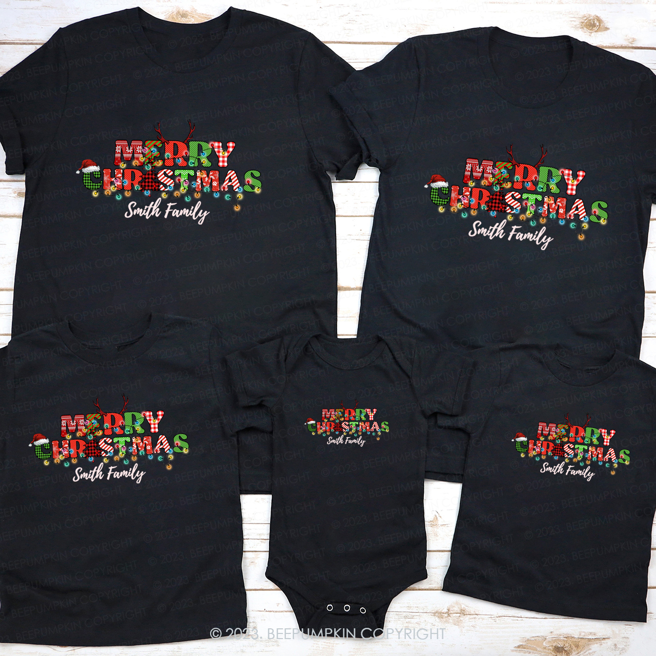 Classic Merry Christmas Print Matching Tees For Family Beepumpkin