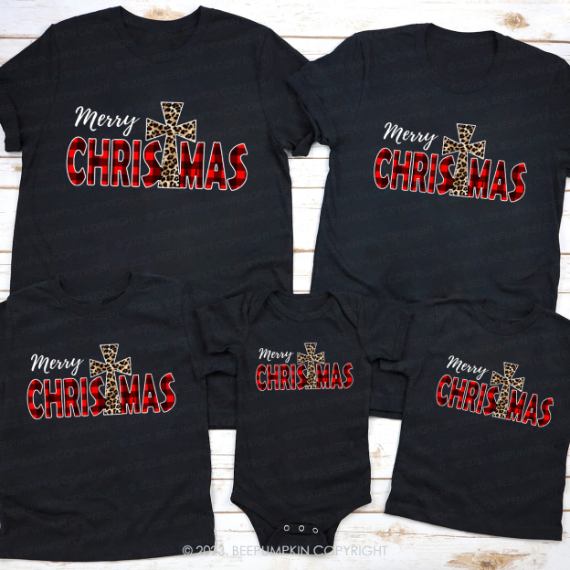 Merry Christmas Jesus Cross Family Matching Tees Beepumpkin