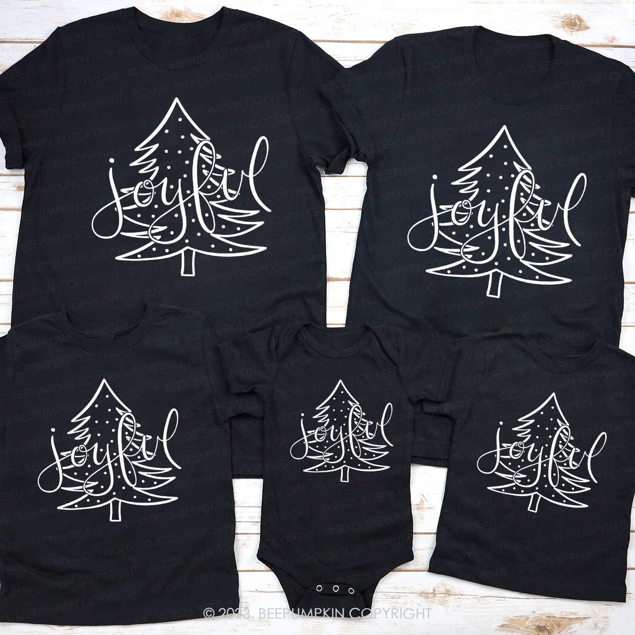 Merry And Bright Joyful Family Matching Tees Beepumpkin