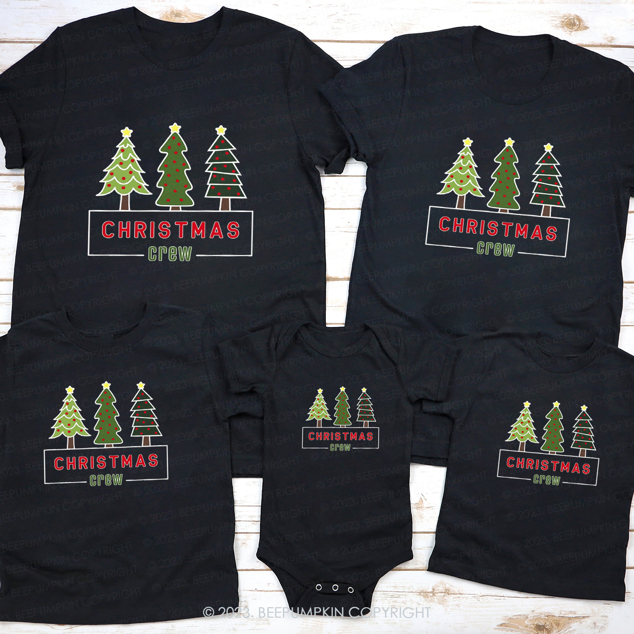 Three Christmas Trees Family HolidayMatching Tees Beepumpkin