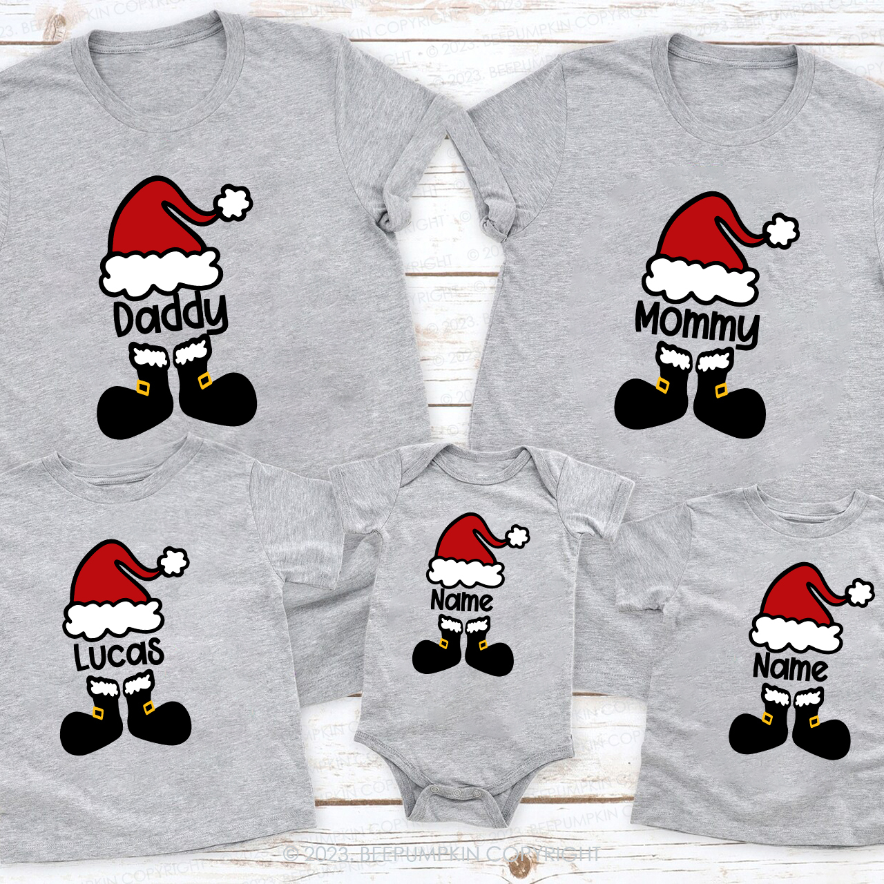 Personalized Funny Santa Hat Family Shirts Beepumpkin