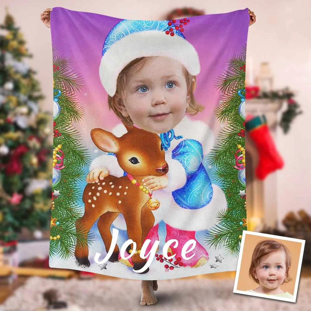 Personalized Christmas Deer Cute Blanket