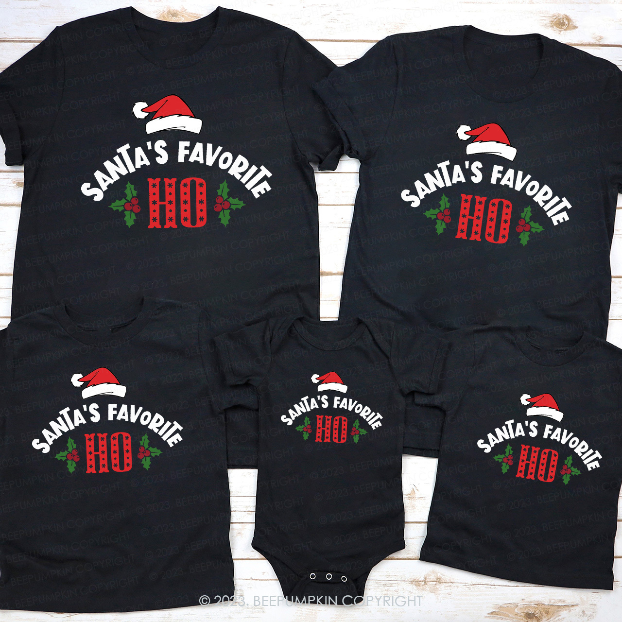 Santa's Favorite Ho Family Matching Shirts Beepumpkin