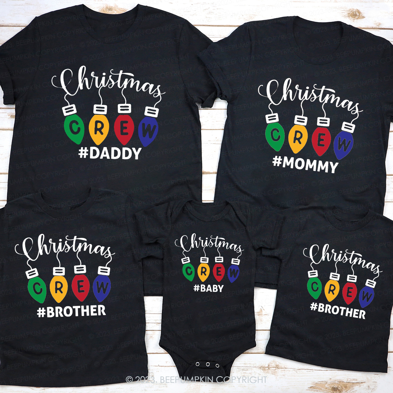 Personalized Christmas Crew Lights Family Matching Shirts Beepumpkin