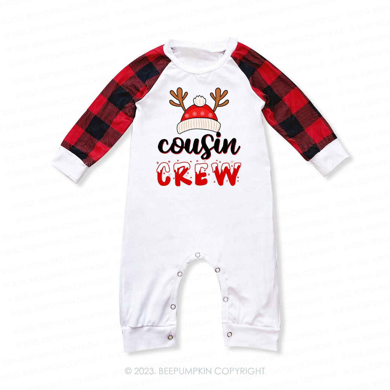 Cousin Crew Cute Christmas Antler Hat Family Matching Pajamas Beepumpkin
