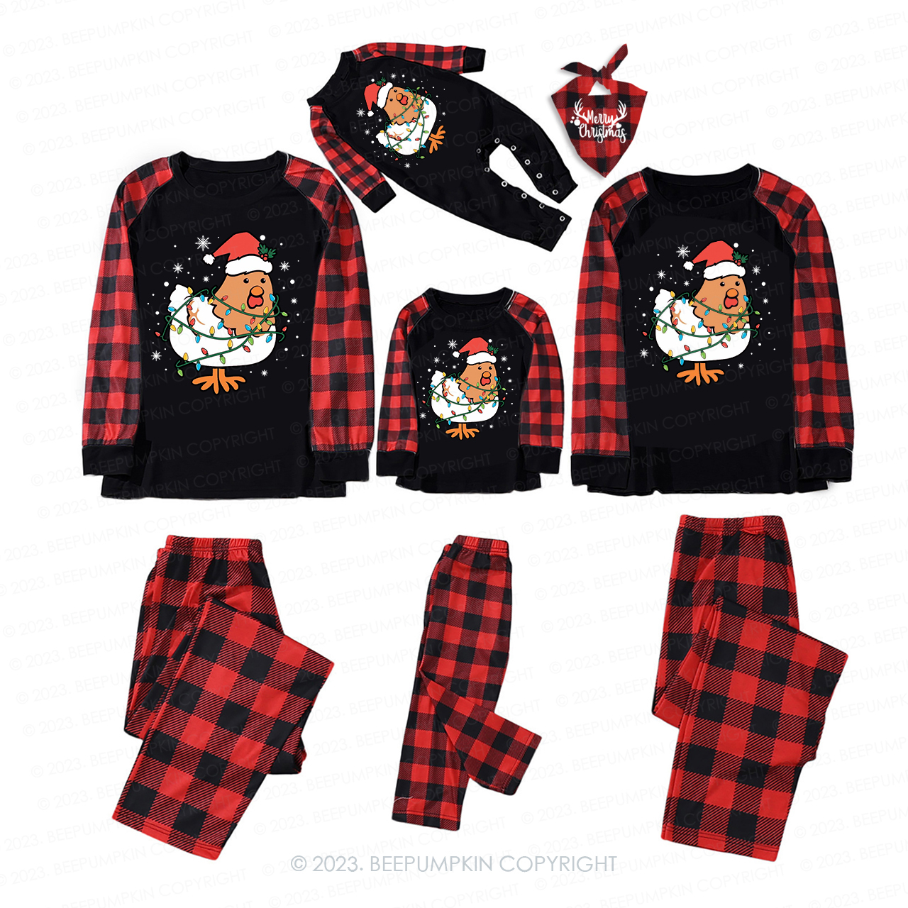 Chicken Lover Christmas Family Matching Pajamas Beepumpkin