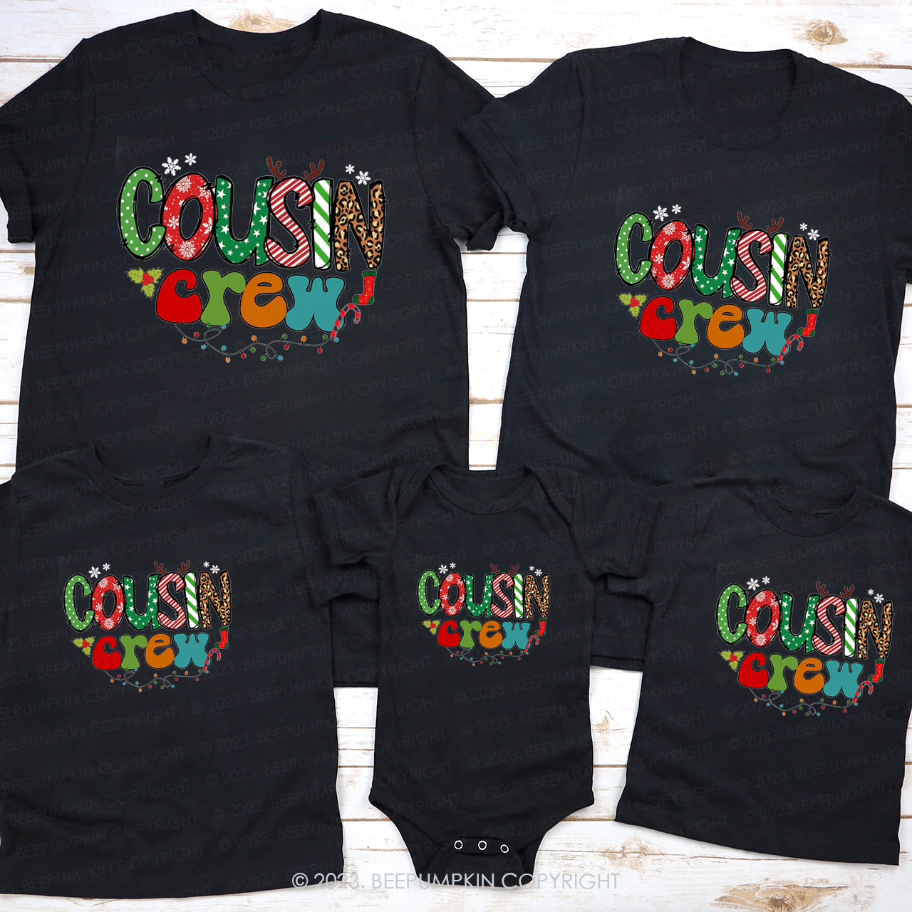 Cousin Crew Happy Christmas Family Matching Shirts Beepumpkin
