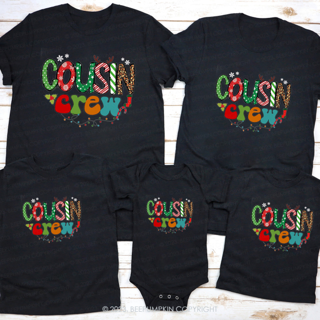 Cousin Crew Happy Christmas Family Matching Shirts Beepumpkin