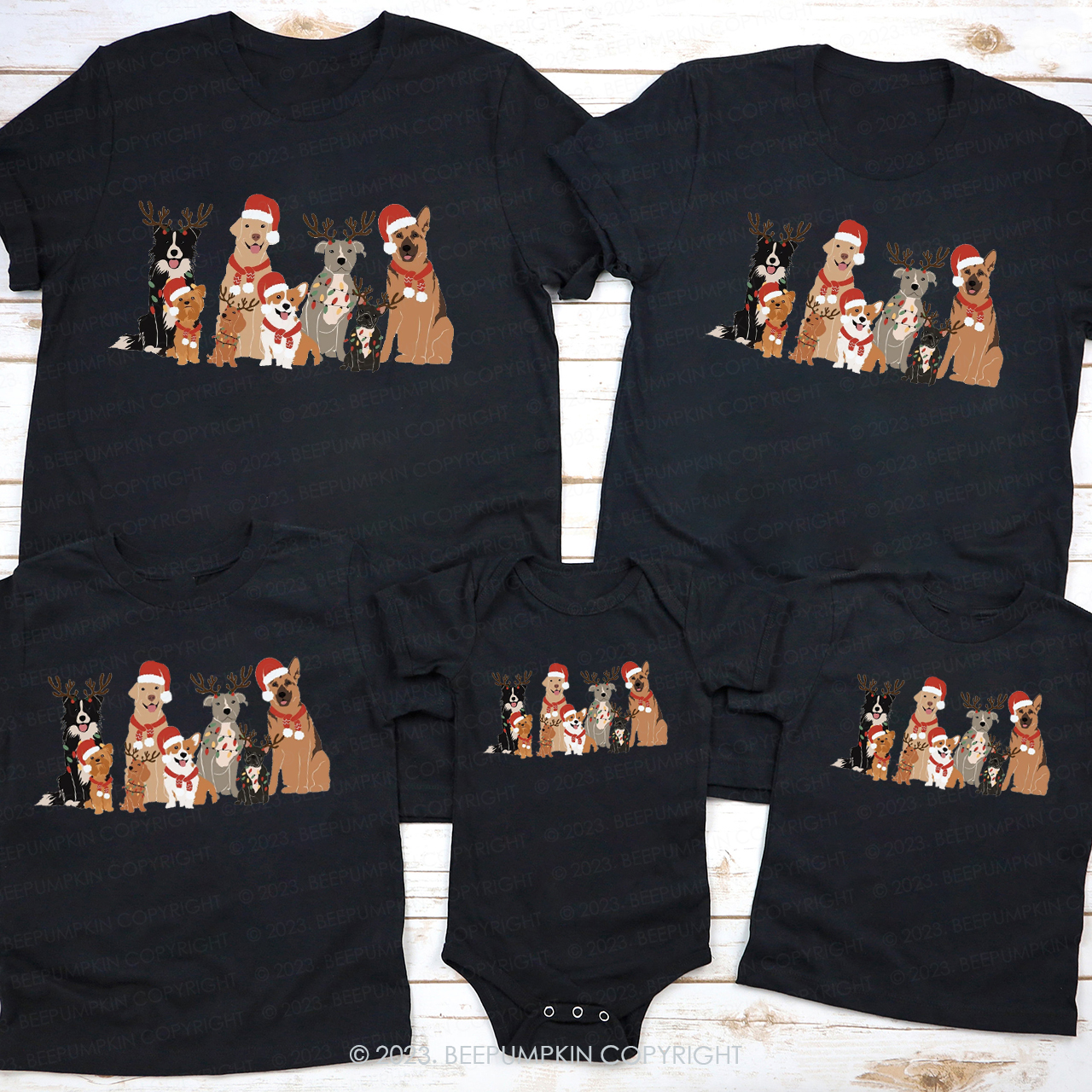 Happy Christmas Life for Dogs Family Matching Shirts Beepumpkin