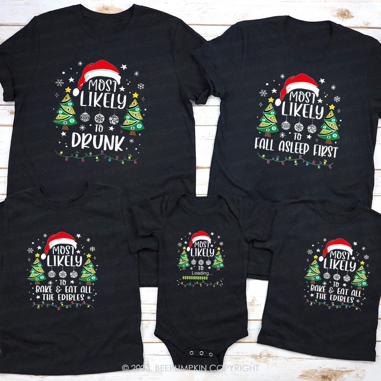 Personalized Most Likely To Santa Claus Series Matching T-Shirts Beepumpkin