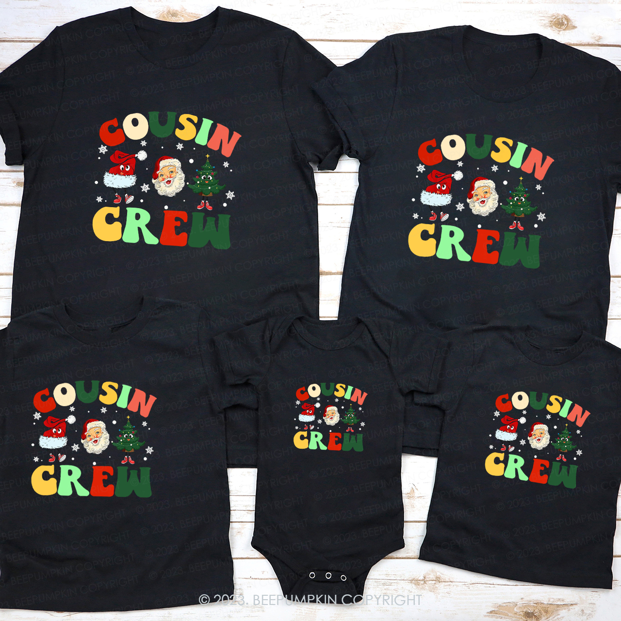 Cousin Crew Funny Christmas Family Matching T-Shirts Beepumpkin