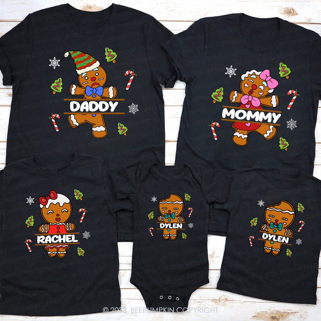 Christmas Gingerbread Man Family Matching T-Shirts Beepumpkin