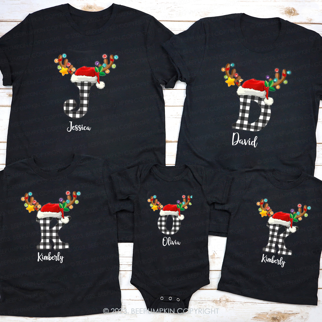 Personalized Monogrammed Christmas Family Matching Shirts Beepumpkin