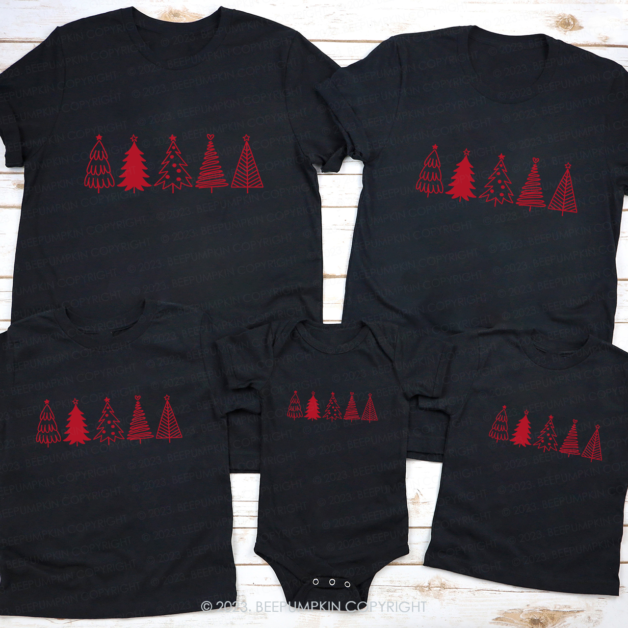 Merry Christmas Tree With Family Matching Tees Beepumpkin