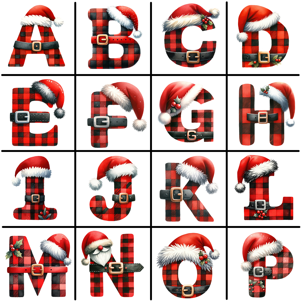 Personalized Reindeer Santa Claus Christmas Plaid Letters T-Shirts Beepumpkin