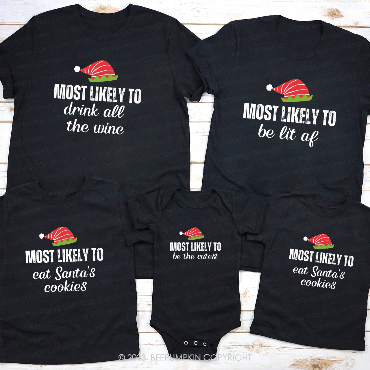 Most Likely To Do Anything Christmas Family T-Shirts Beepumpkin