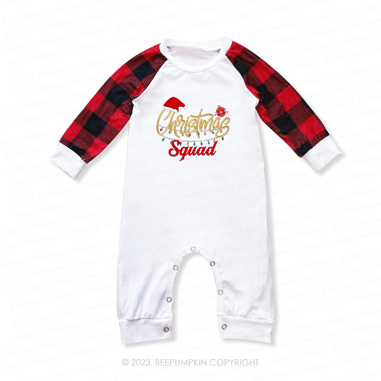 Golden Romantic Christmas Squad Family Match Pajamas Beepumpkin