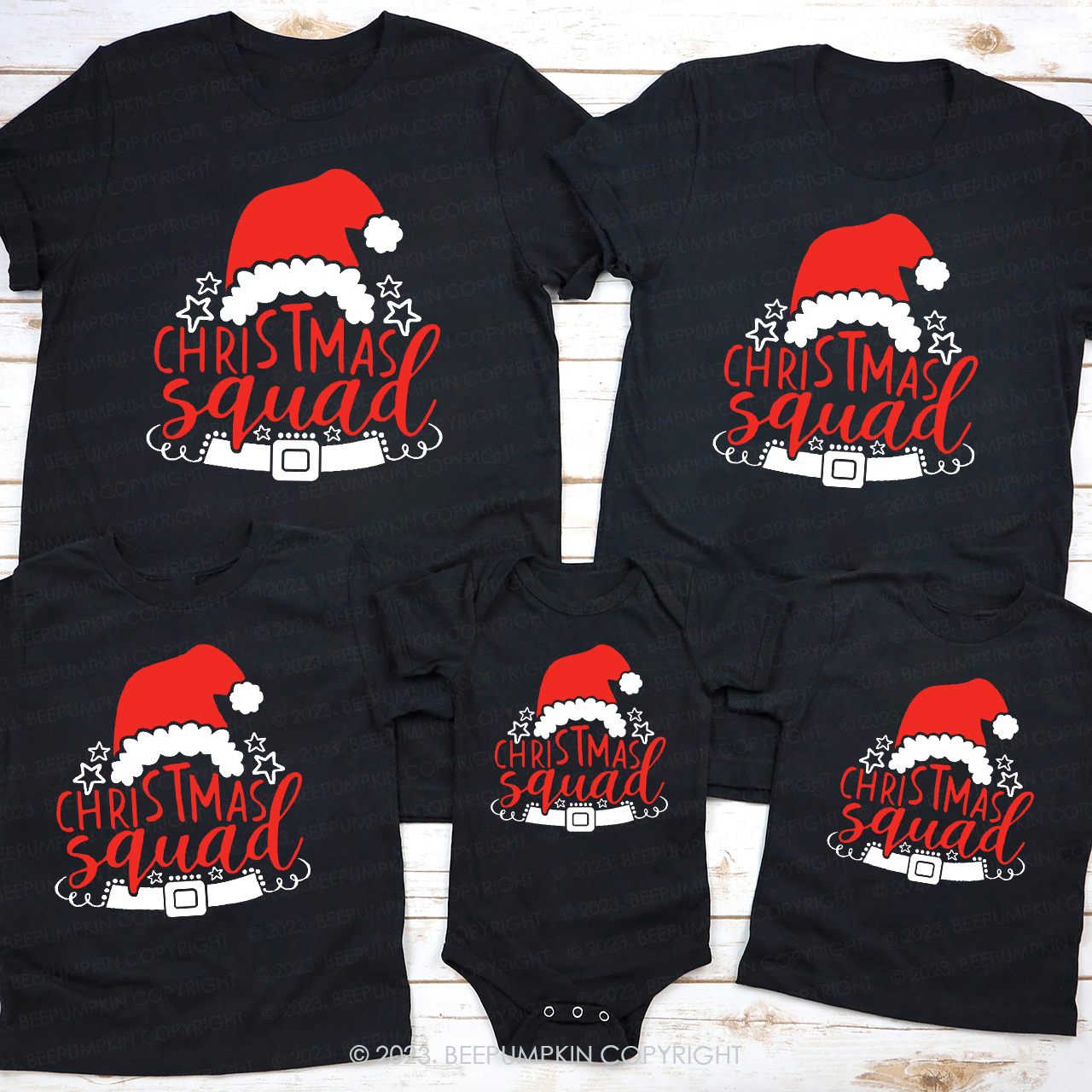 Happy Christmas Squad Family Matching Tees Beepumpkin