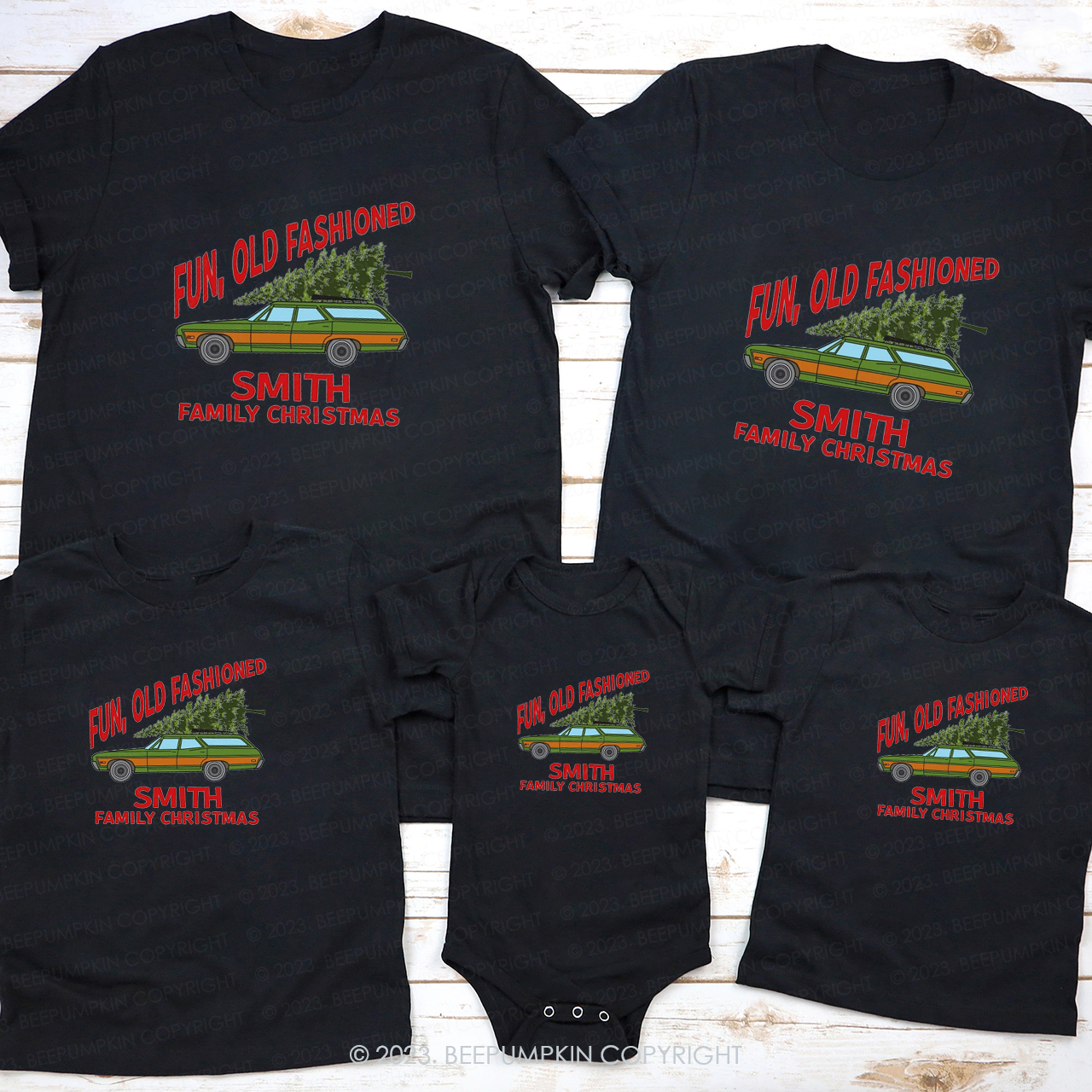 Custom Truck Tree Fun Old Fashioned Family Christmas Shirt