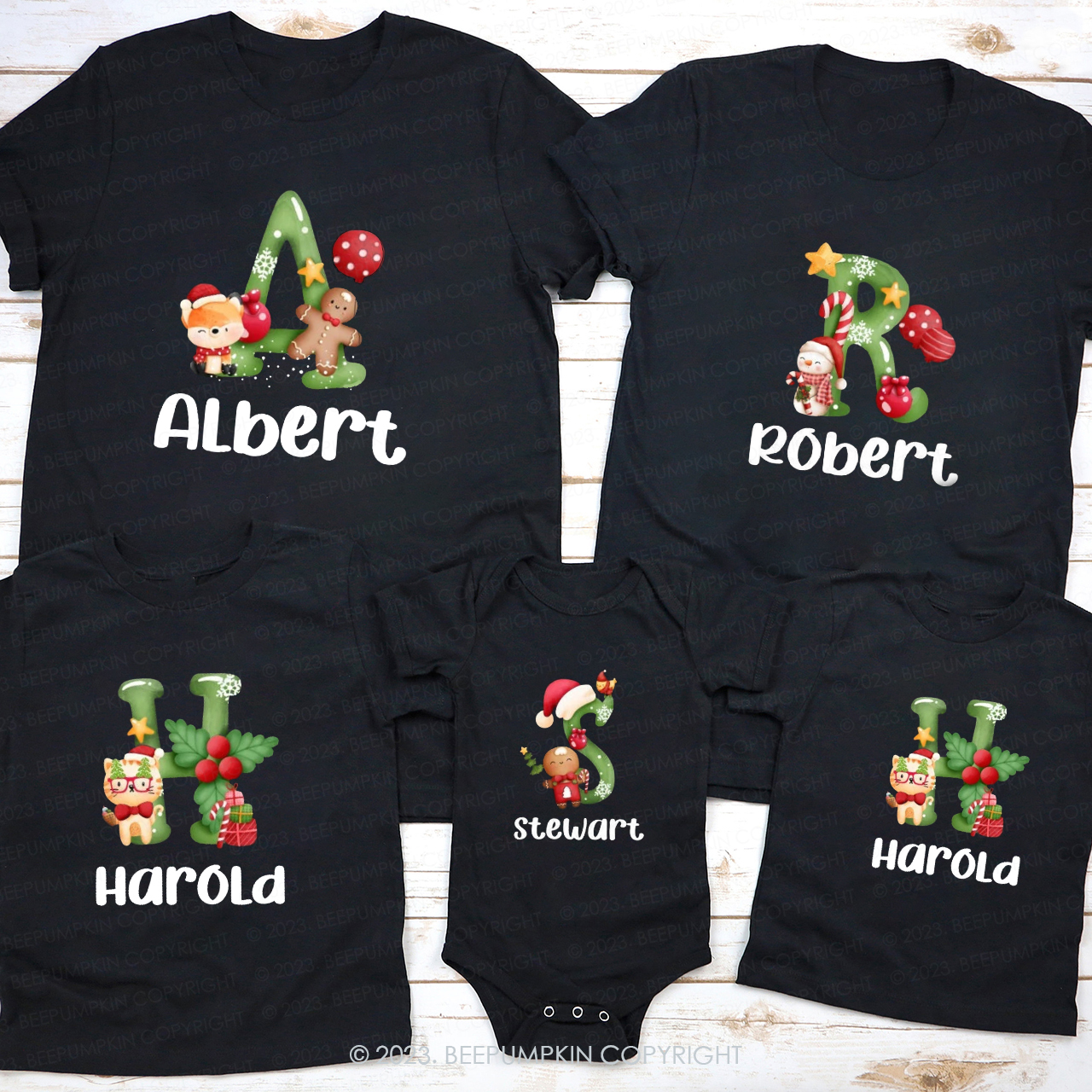 Personalized Happy Life of Cute Christmas Dolls Family T-Shirt