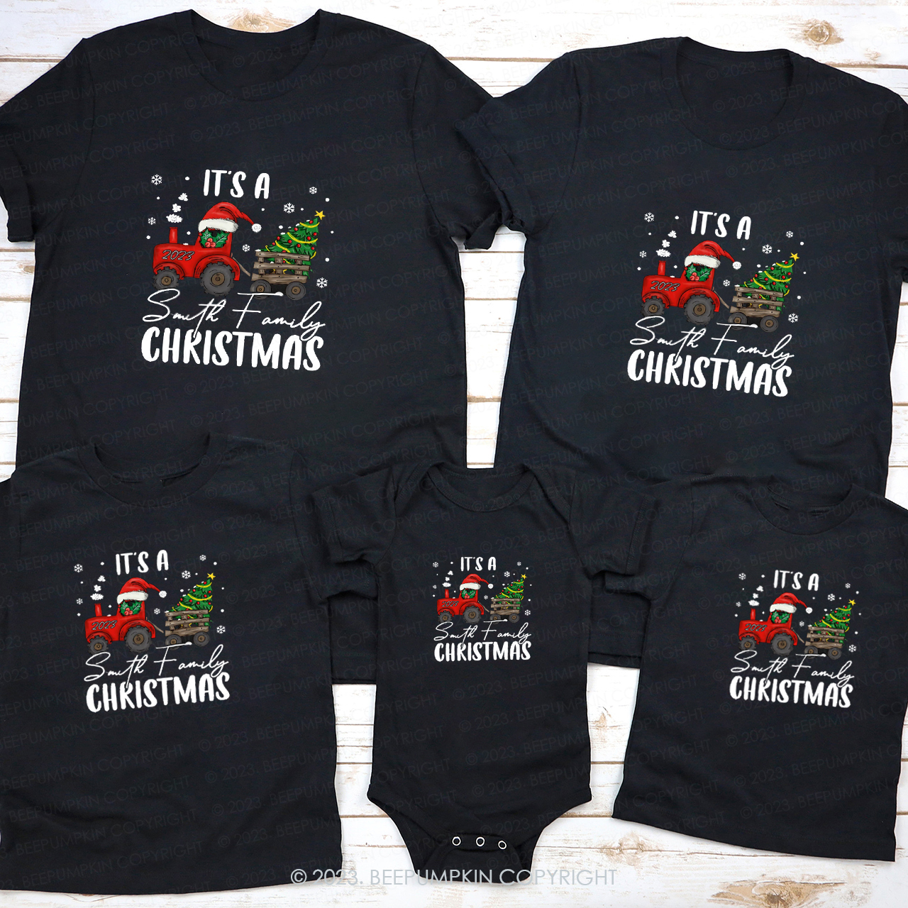 Personalized Matching Family Tractor Christmas Shirt