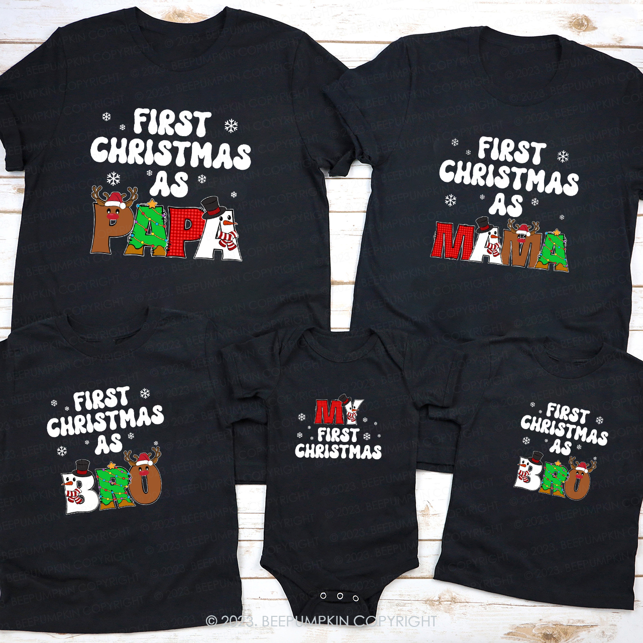 Personalized Bro It's My First Christmas Matching Family Shirt