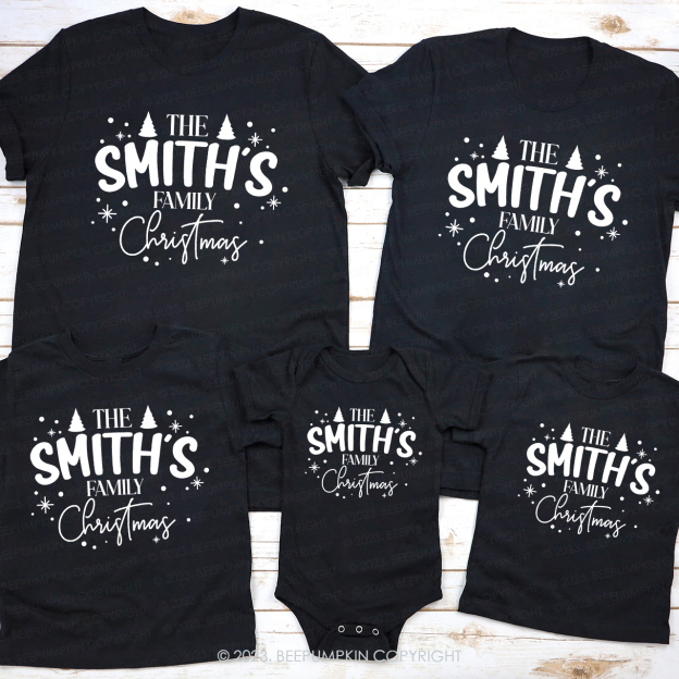 Personalized Custom Family Name Christmas Matching Shirts