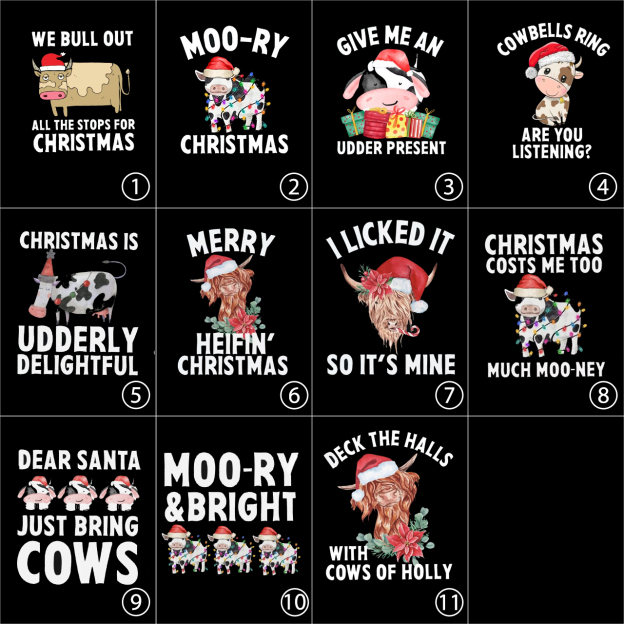 Funny Matching Family Cow Farm Christmas Shirts