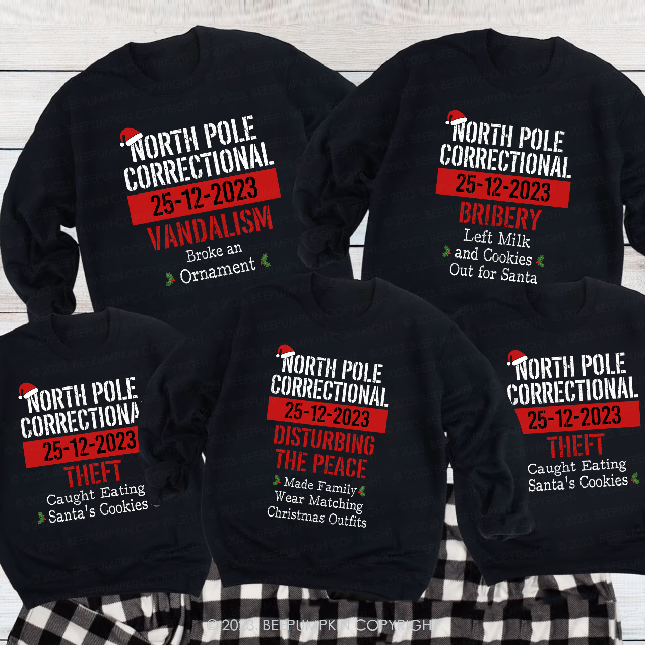 Funny Group Christmas North Pole Correctional Matching Sweatshirts