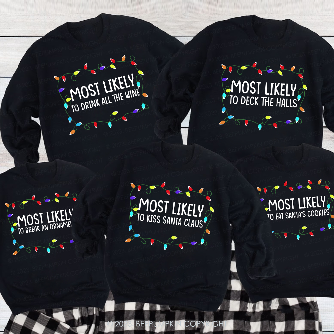 Most Likely To Christmas Funny Party Sweatshirts For Family